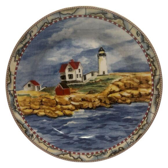 American Atelier Lighthouse Plate Set of 4 Cape Hatteras Coastal Decor - Picture 5 of 12